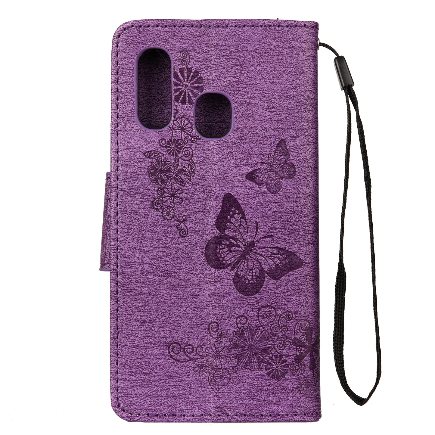 Imprint Butterfly Flower Leather Wallet Cell Phone Case for Samsung Galaxy A40