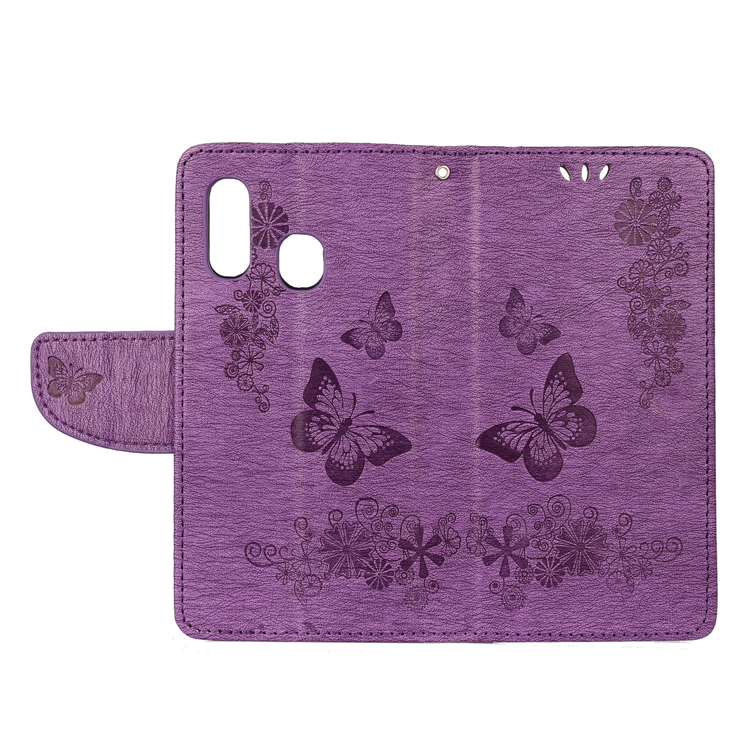 Imprint Butterfly Flower Leather Wallet Cell Phone Case for Samsung Galaxy A40