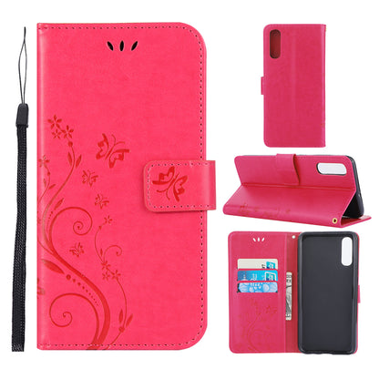 For Samsung Galaxy A70 Imprint Butterfly Flower Leather Wallet Case Cover Phone