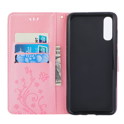 For Samsung Galaxy A70 Imprint Butterfly Flower Leather Wallet Case Cover Phone