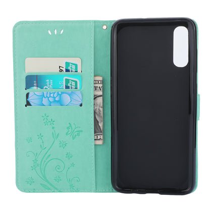 For Samsung Galaxy A70 Imprint Butterfly Flower Leather Wallet Case Cover Phone