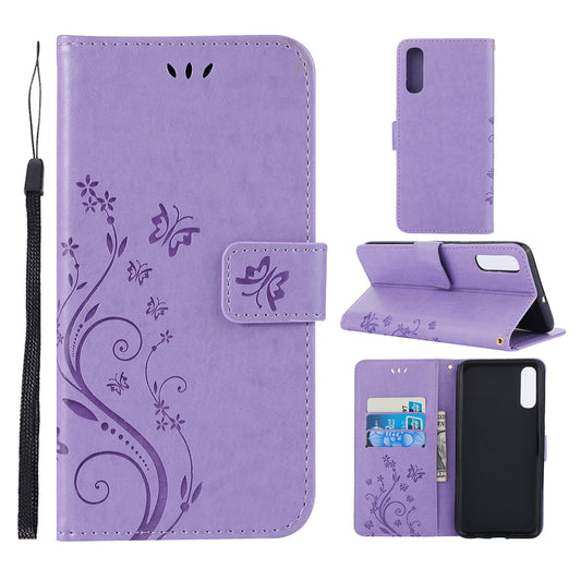 For Samsung Galaxy A70 Imprint Butterfly Flower Leather Wallet Case Cover Phone