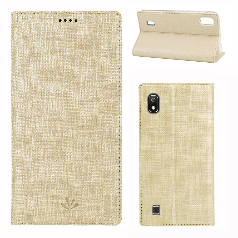 VILI DMX Cross Texture Stand Leather Card Holder Case for Samsung Galaxy A10