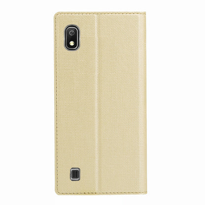 VILI DMX Cross Texture Stand Leather Card Holder Case for Samsung Galaxy A10