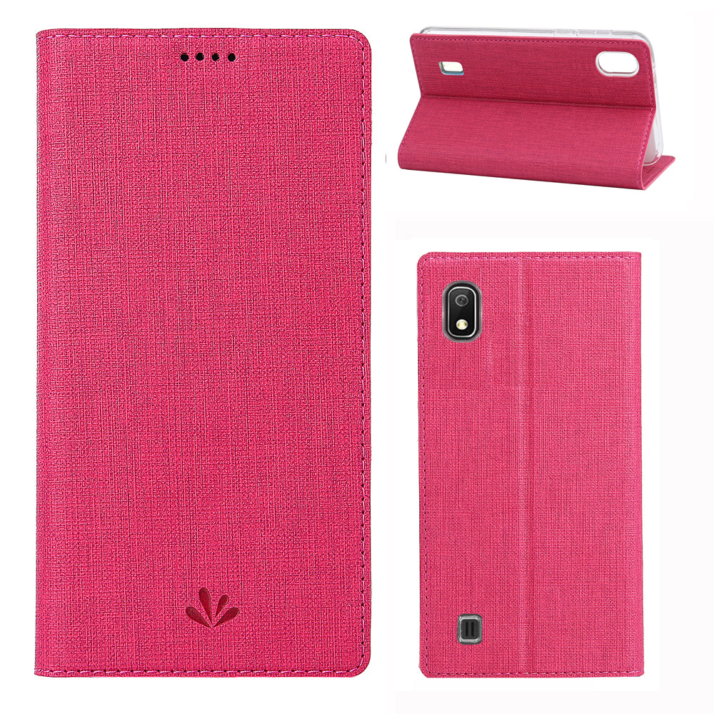 VILI DMX Cross Texture Stand Leather Card Holder Case for Samsung Galaxy A10