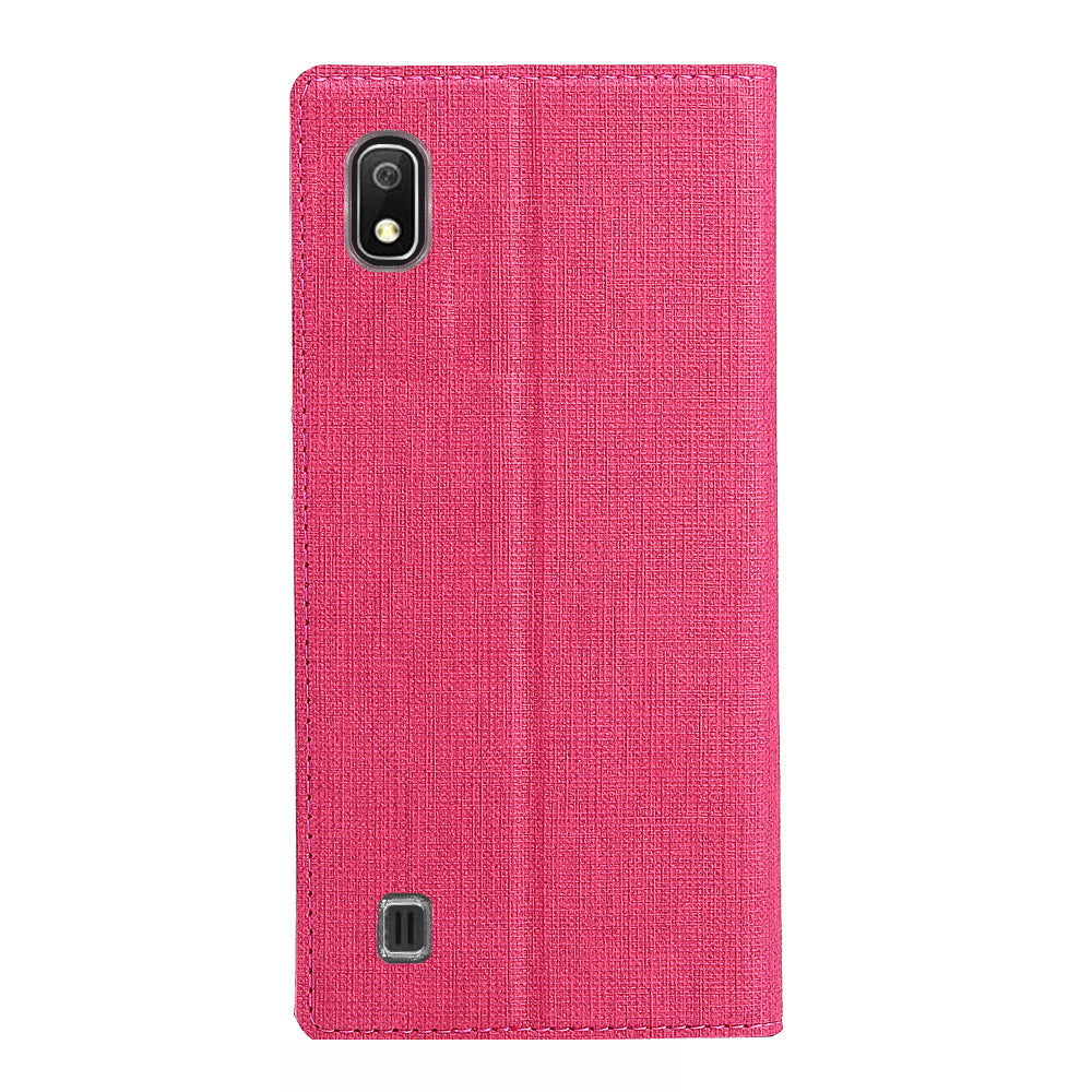 VILI DMX Cross Texture Stand Leather Card Holder Case for Samsung Galaxy A10