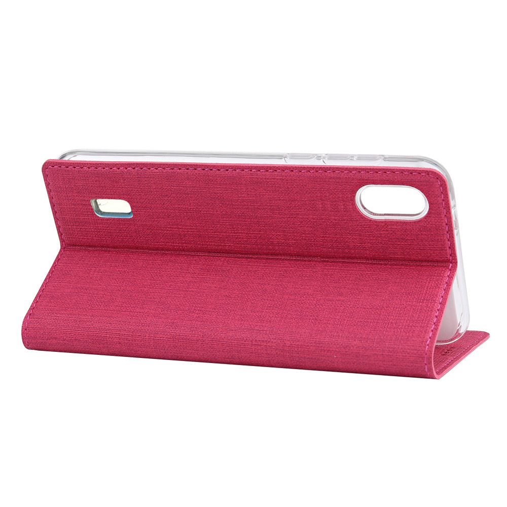 VILI DMX Cross Texture Stand Leather Card Holder Case for Samsung Galaxy A10