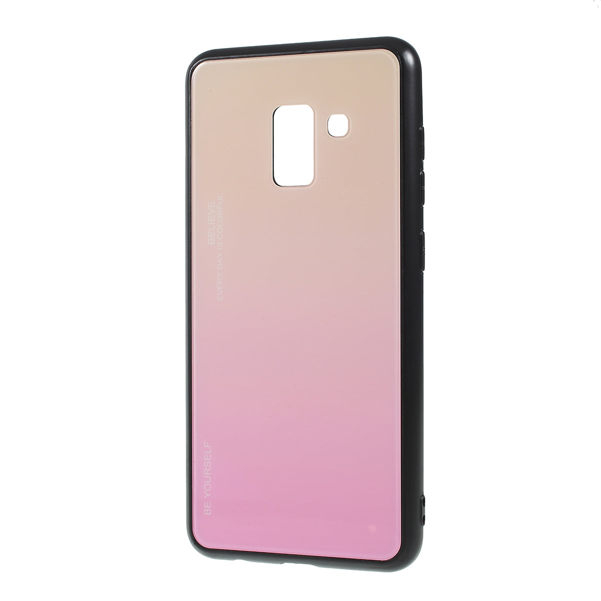 Gradient Color Glass + PC + TPU Phone Case for Samsung Galaxy A8 (2018)