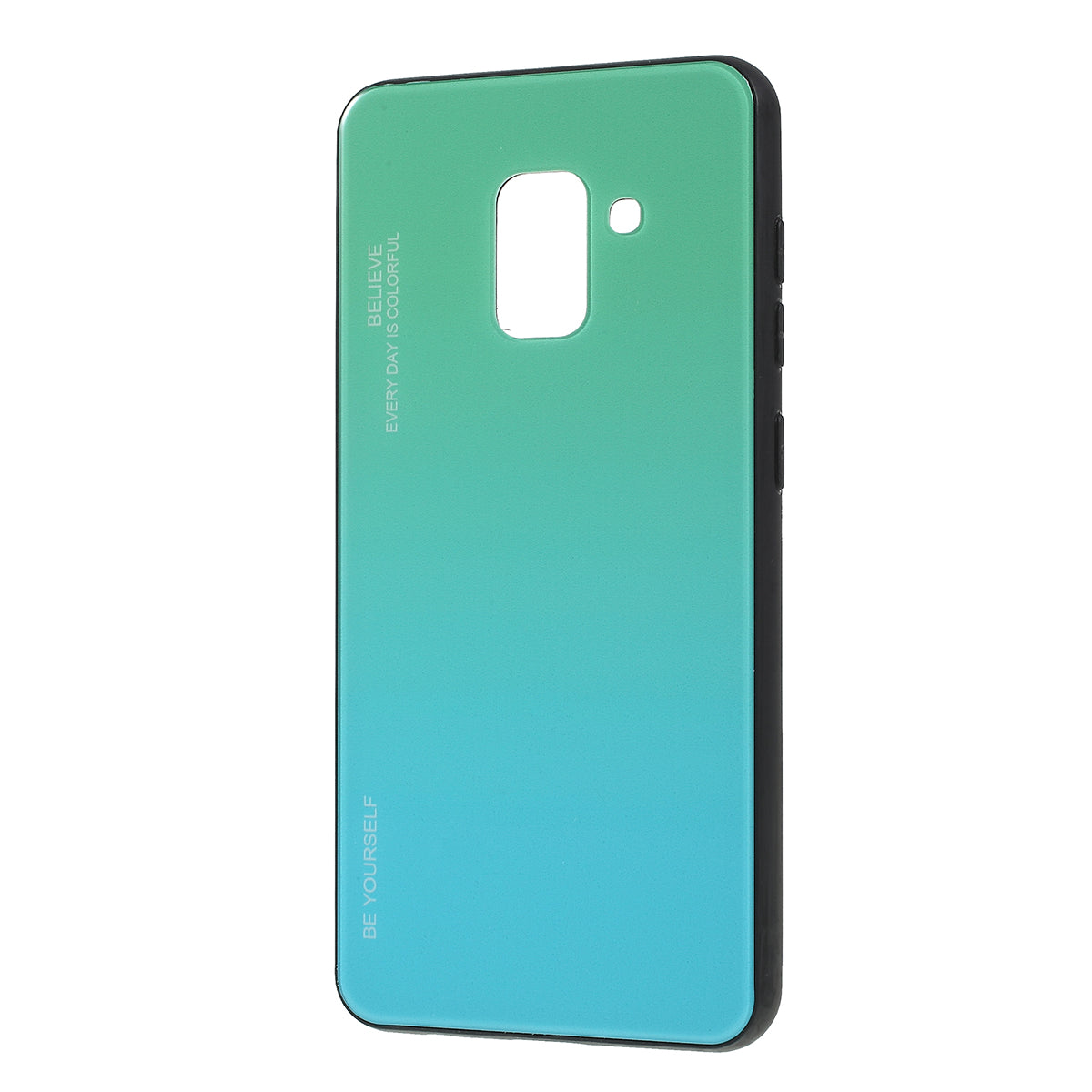 Gradient Color Glass + PC + TPU Phone Case for Samsung Galaxy A8 (2018)