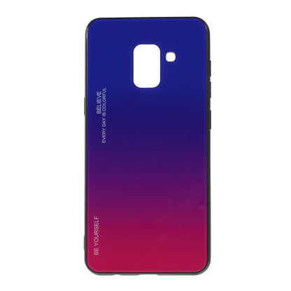 Gradient Color Glass + PC + TPU Phone Case for Samsung Galaxy A8 (2018)