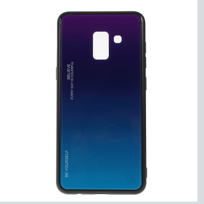 Gradient Color Glass + PC + TPU Phone Case for Samsung Galaxy A8 (2018)