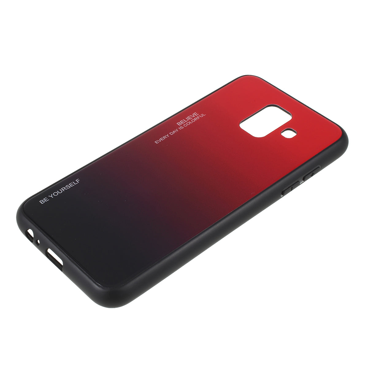 Gradient Color Glass + PC + TPU Combo Mobile Phone Case for Samsung Galaxy A6 (2018)