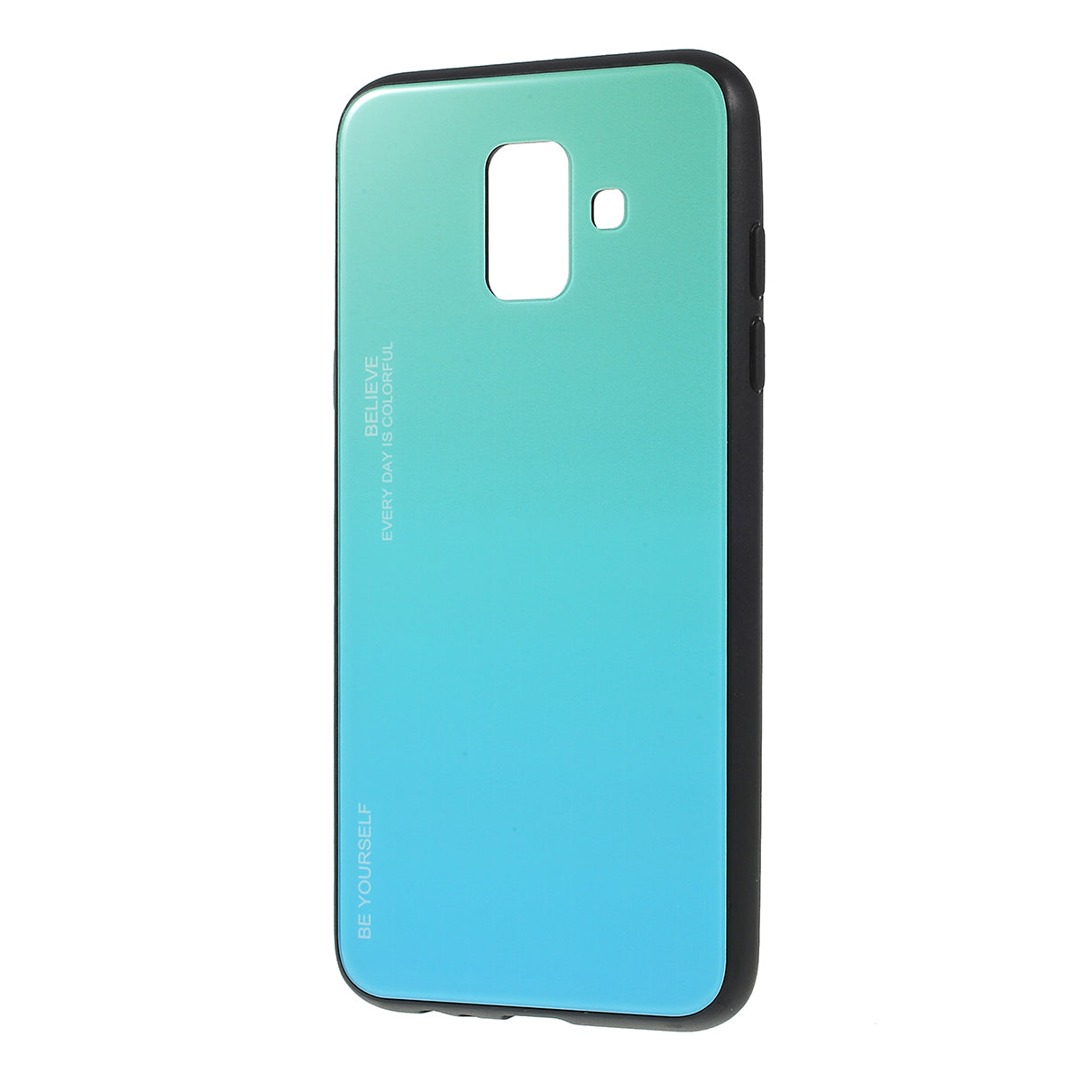 Gradient Color Glass + PC + TPU Combo Mobile Phone Case for Samsung Galaxy A6 (2018)