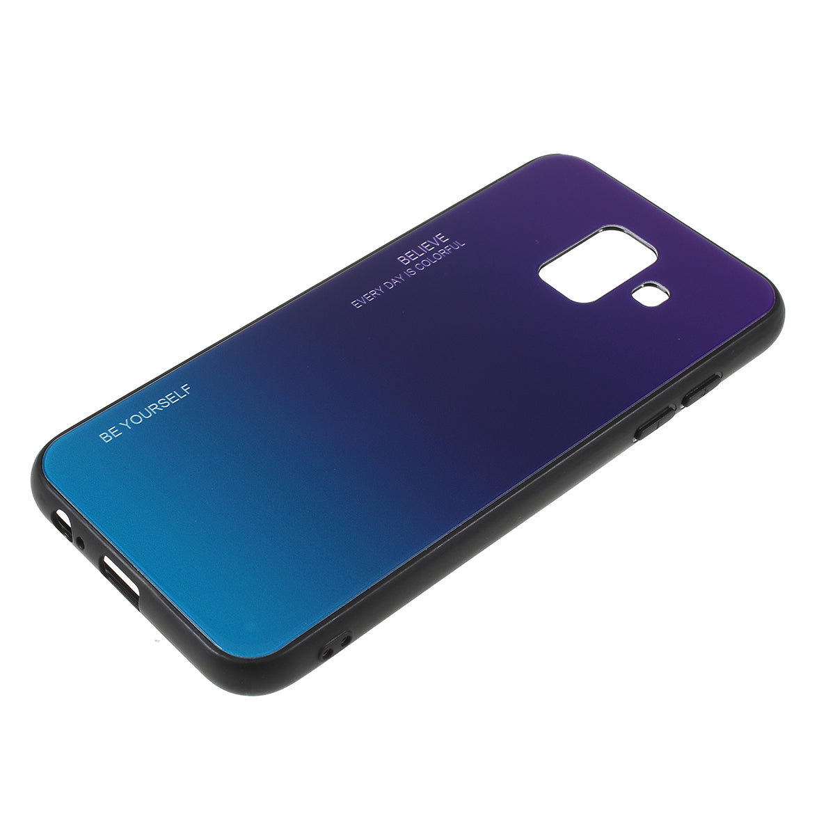 Gradient Color Glass + PC + TPU Combo Mobile Phone Case for Samsung Galaxy A6 (2018)