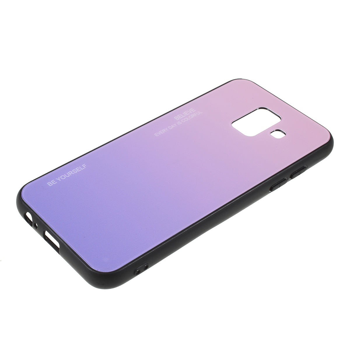 Gradient Color Glass + PC + TPU Combo Mobile Phone Case for Samsung Galaxy A6 (2018)