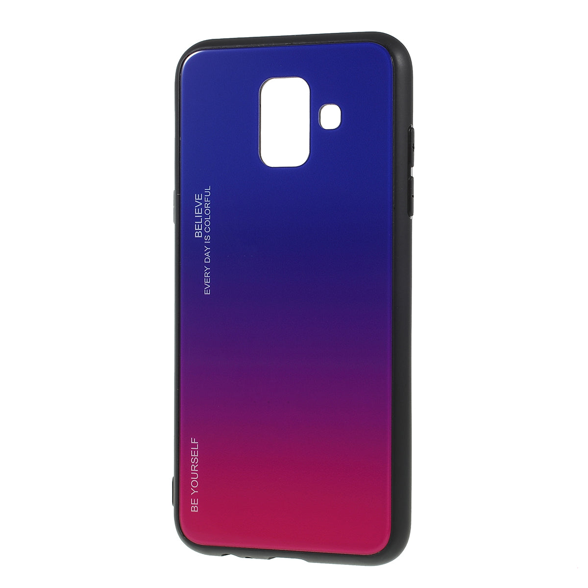 Gradient Color Glass + PC + TPU Combo Mobile Phone Case for Samsung Galaxy A6 (2018)
