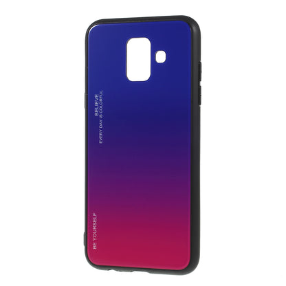 Gradient Color Glass + PC + TPU Combo Mobile Phone Case for Samsung Galaxy A6 (2018)