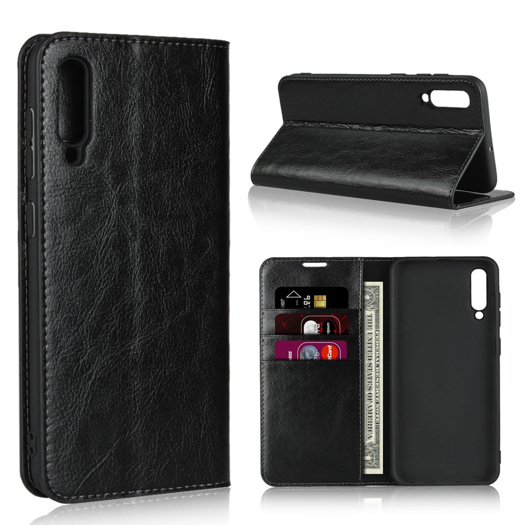 Crazy Horse Wallet Stand Genuine Leather Case for Samsung Galaxy A50/A50s/A30s