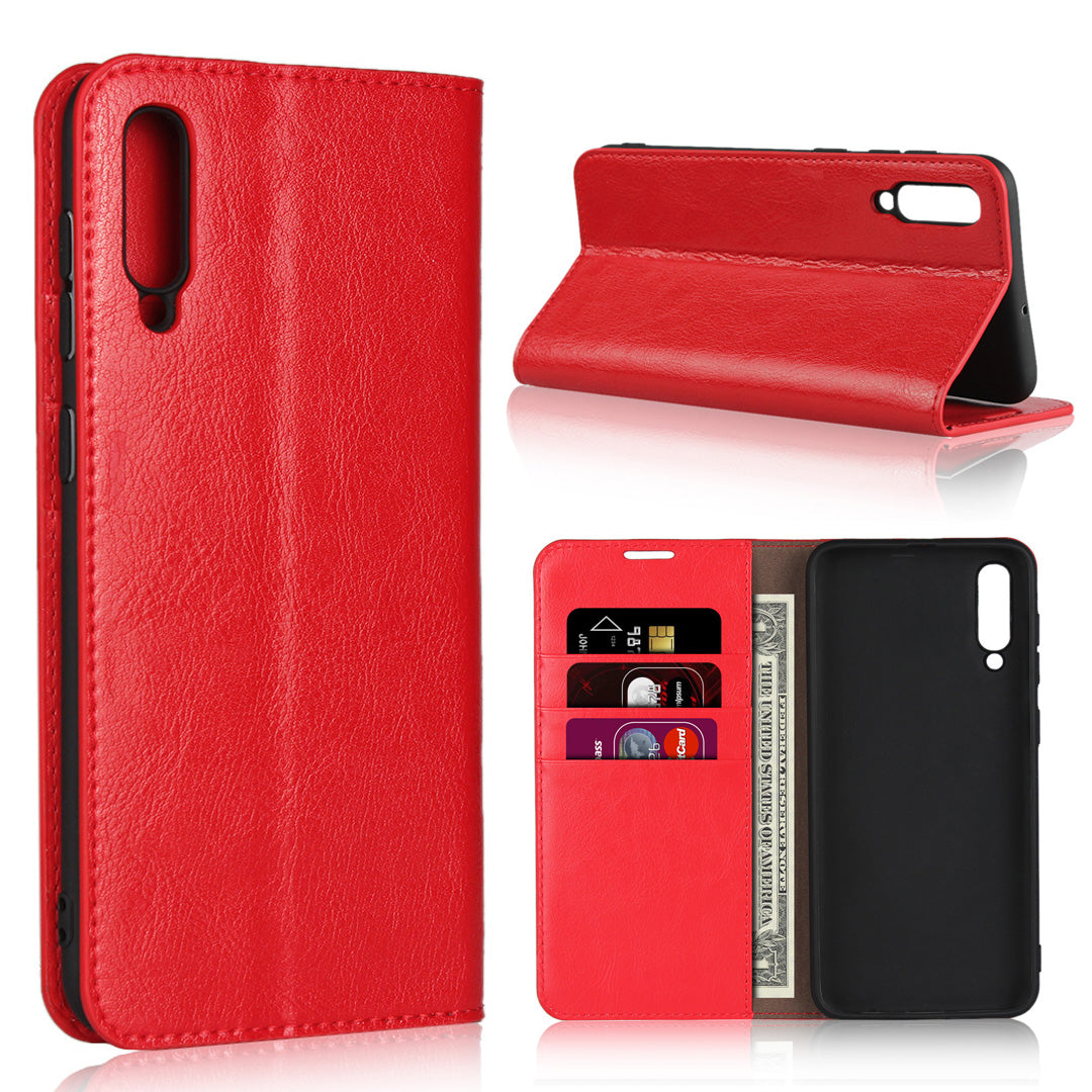 Crazy Horse Wallet Stand Genuine Leather Case for Samsung Galaxy A50/A50s/A30s