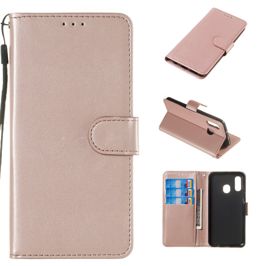 Solid Color Leather Wallet Stand Phone Case Cover for Samsung Galaxy A40