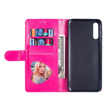 Glitter Powder Zippered Stand Leather Wallet Case with Strap for Samsung Galaxy A70