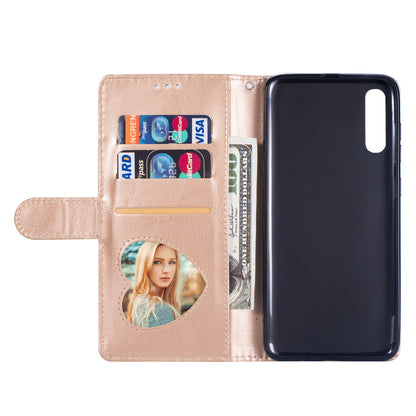 Glitter Powder Zippered Stand Leather Wallet Case with Strap for Samsung Galaxy A70