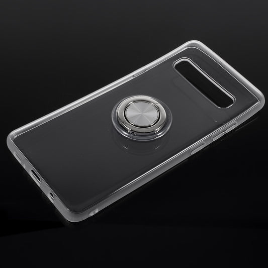 Finger Ring Kickstand Clear TPU Phone Case [Built-in Magnetic Metal Sheet] for Samsung Galaxy S10 5G