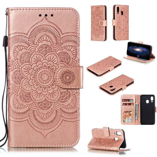 Imprint Mandala Flower Leather Wallet Case for Samsung Galaxy A40