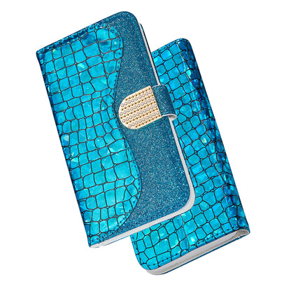 Crocodile Skin Glittery Powder Splicing Wallet Leather Case for Samsung Galaxy A40