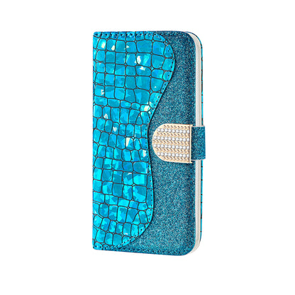 Crocodile Skin Glittery Powder Splicing Wallet Leather Case for Samsung Galaxy A40