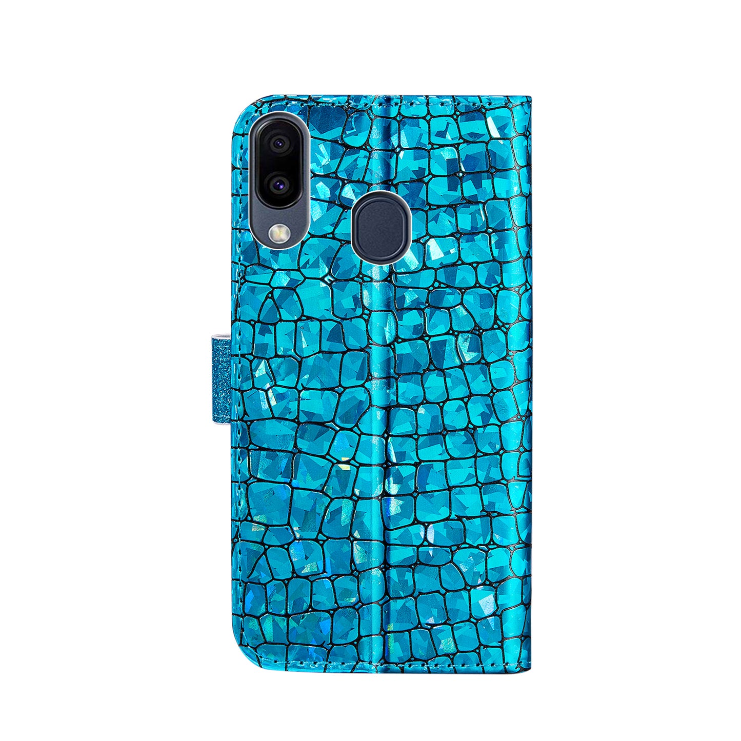 Crocodile Skin Glittery Powder Splicing Wallet Leather Case for Samsung Galaxy A40