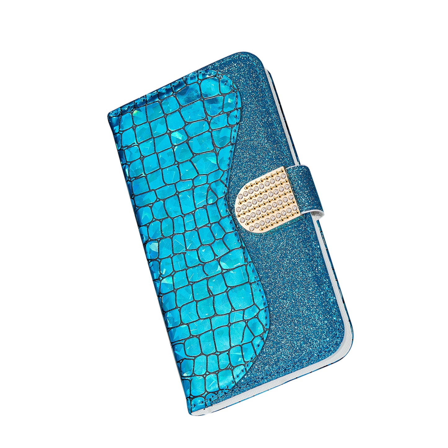 Crocodile Skin Glittery Powder Splicing Wallet Leather Case for Samsung Galaxy A40