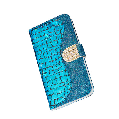 Crocodile Skin Glittery Powder Splicing Wallet Leather Case for Samsung Galaxy A40