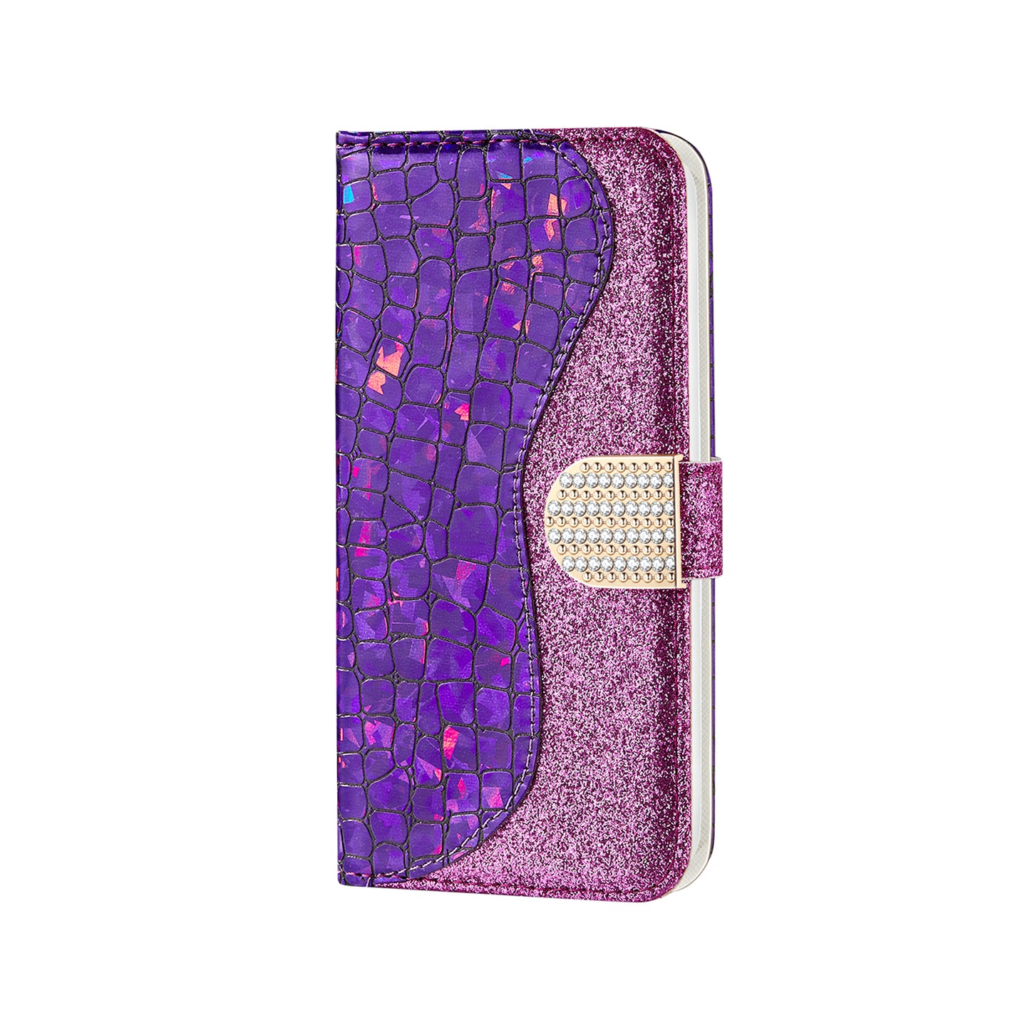 Crocodile Skin Glittery Powder Splicing Wallet Leather Case for Samsung Galaxy A40