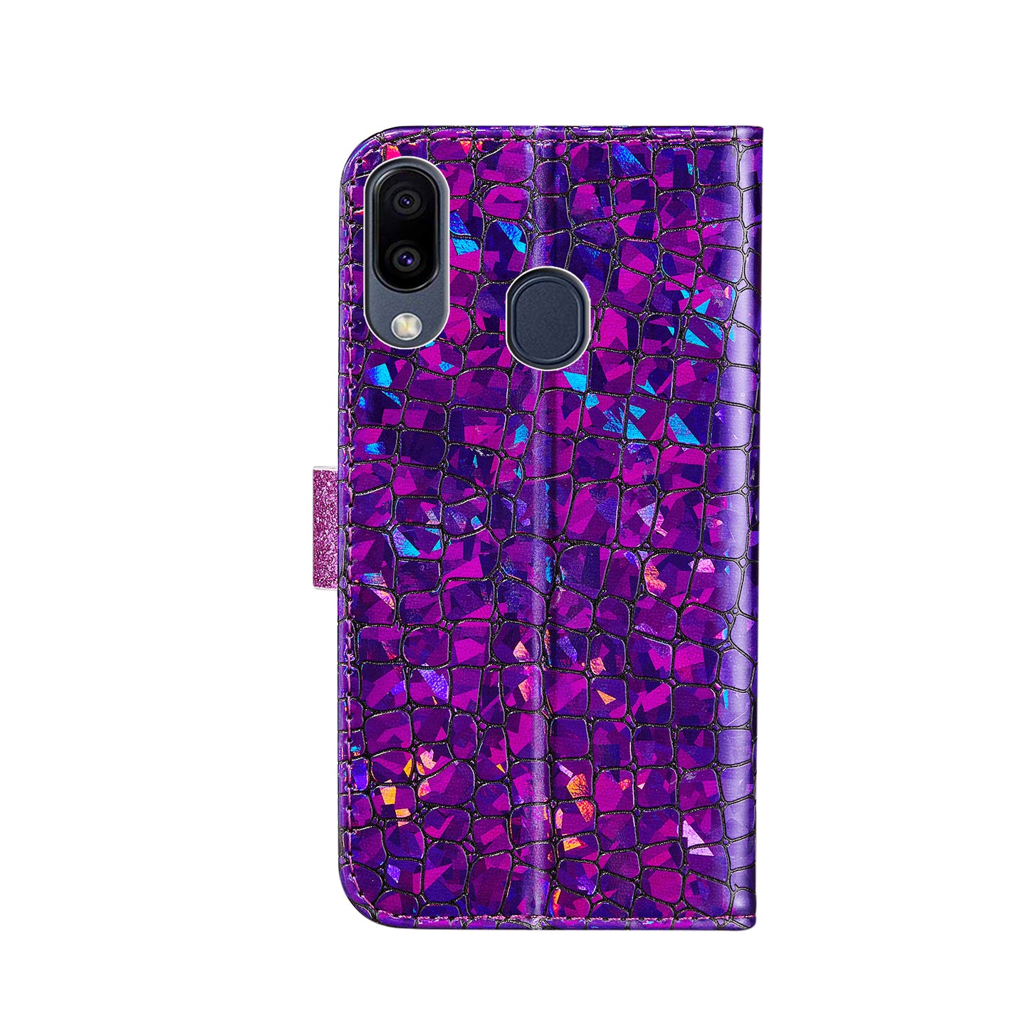 Crocodile Skin Glittery Powder Splicing Wallet Leather Case for Samsung Galaxy A40