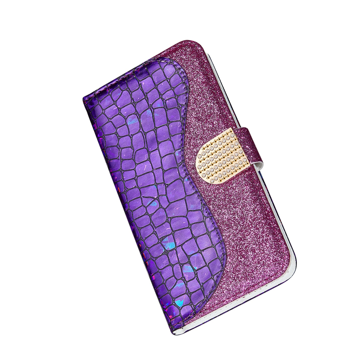 Crocodile Skin Glittery Powder Splicing Wallet Leather Case for Samsung Galaxy A40