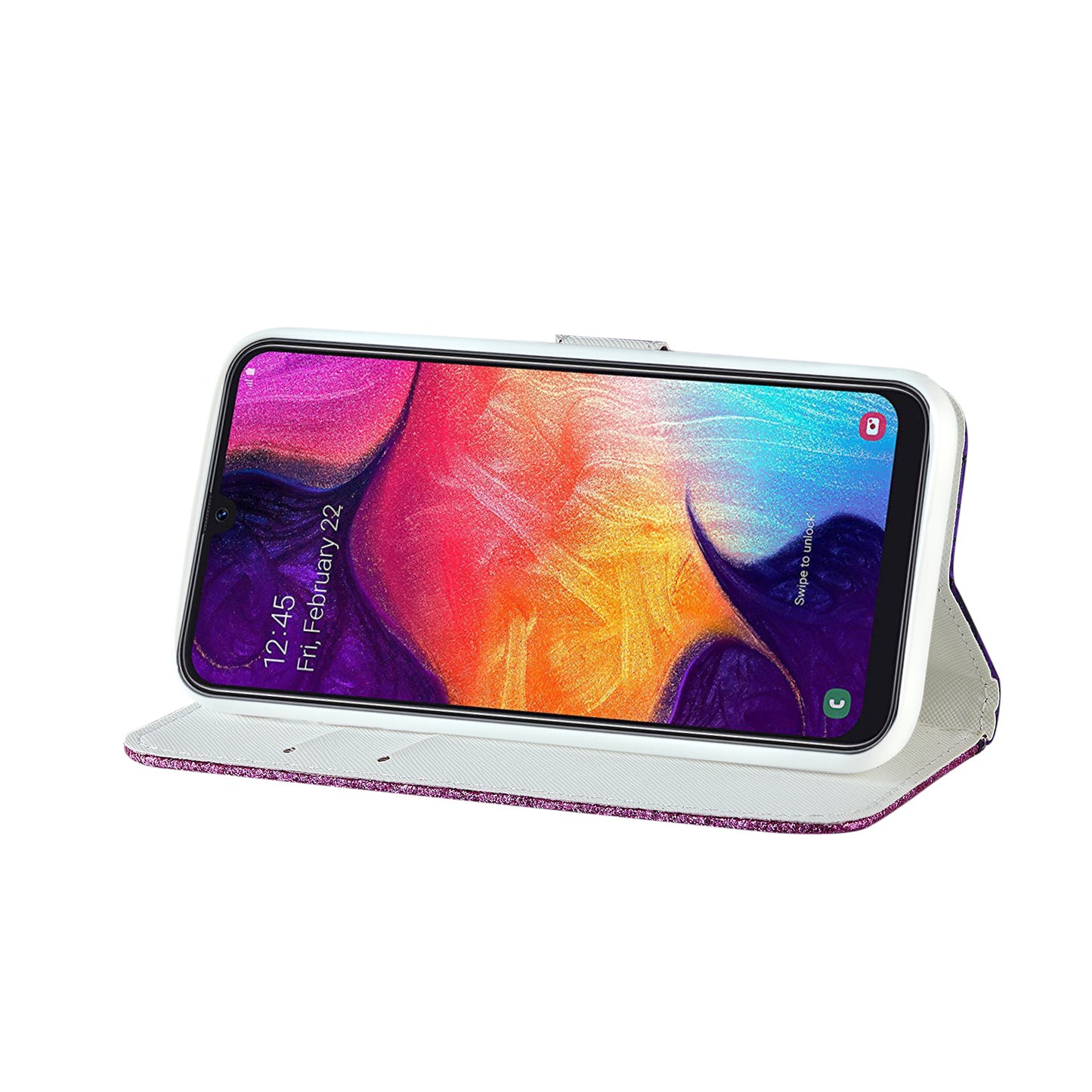 Crocodile Skin Glittery Powder Splicing Wallet Leather Case for Samsung Galaxy A40