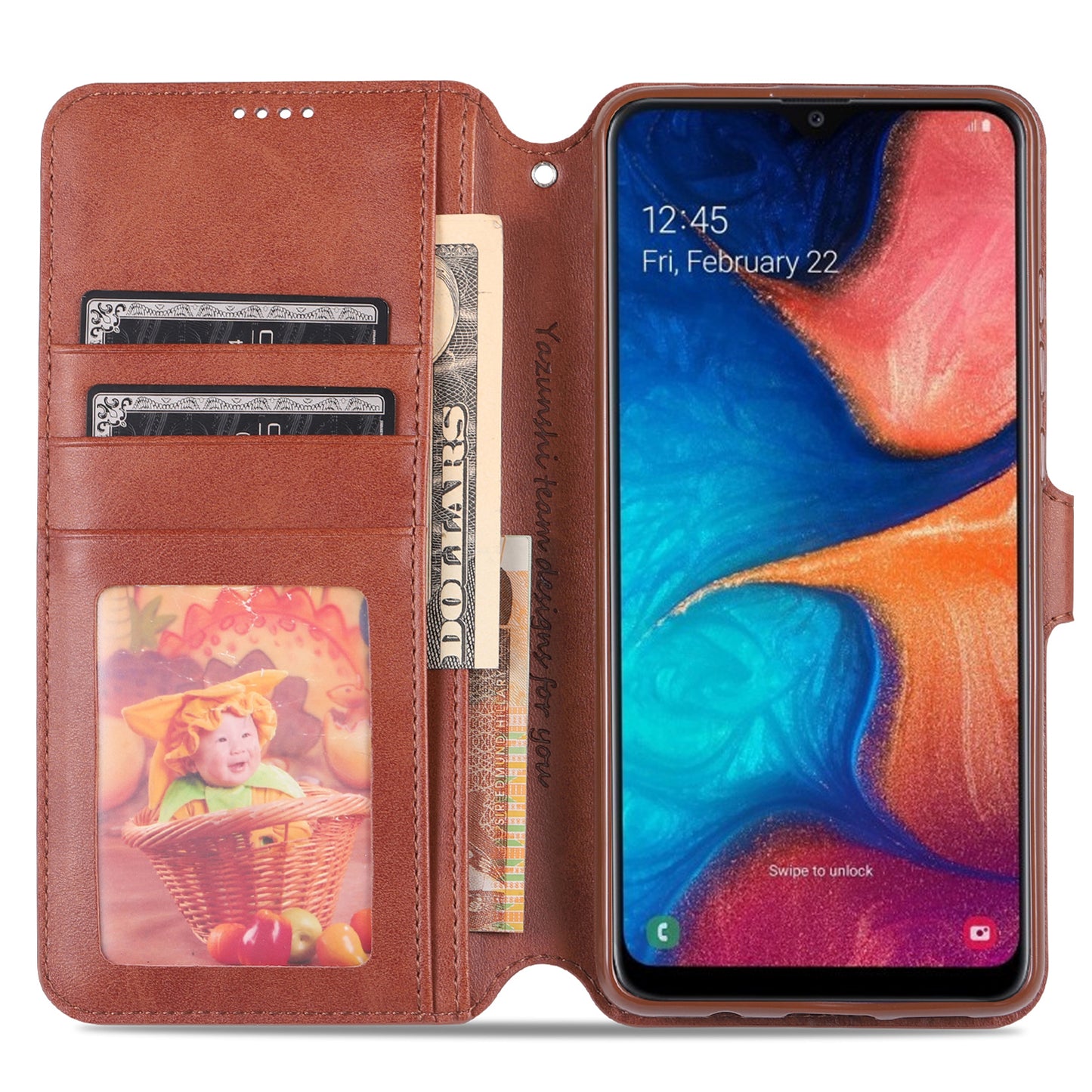 AZNS Leather Wallet Case for Samsung Galaxy A20e