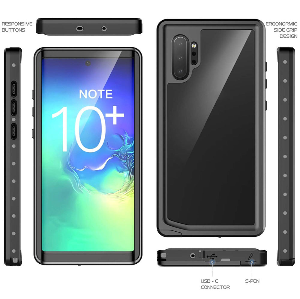 REDPEPPER IP68 Waterproof Phone Case for Samsung Galaxy Note 10 Plus [Support Fingerprint Unlock] [Clear Back]