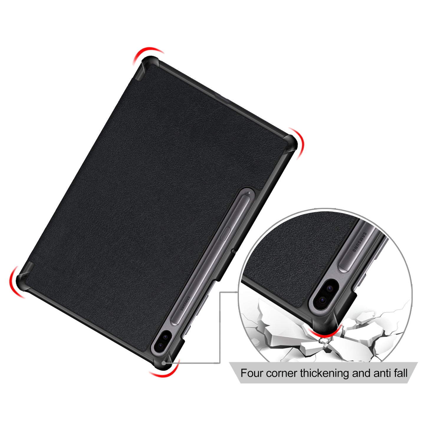 Protective Case for Samsung Galaxy Tab S6 T860/T865 Scratch Resistant PU Leather Tri-fold Stand Smart Tablet Cover