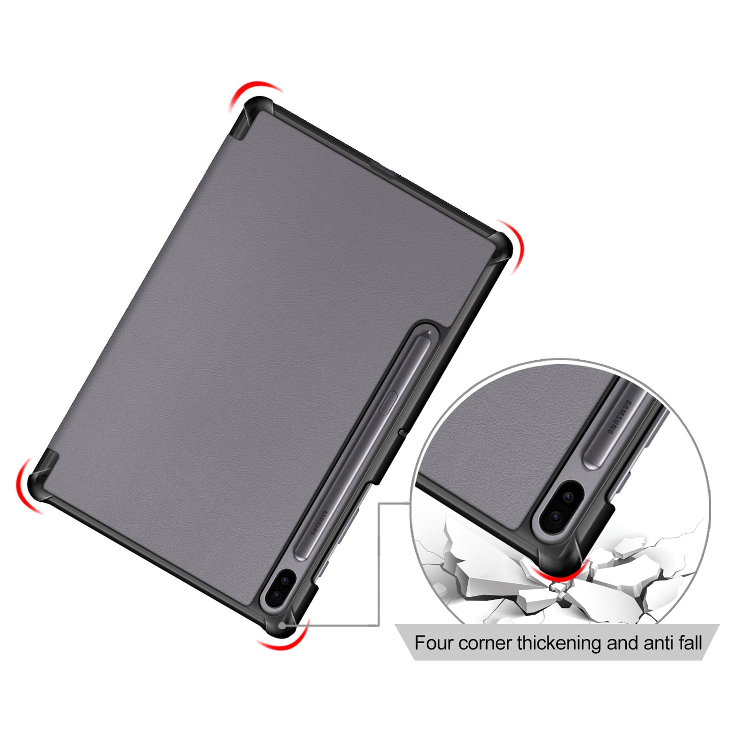 Protective Case for Samsung Galaxy Tab S6 T860/T865 Scratch Resistant PU Leather Tri-fold Stand Smart Tablet Cover