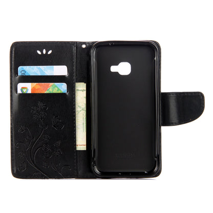 Imprint Butterfly Flower PU Leather Wallet Case for Samsung Galaxy Xcover 4s