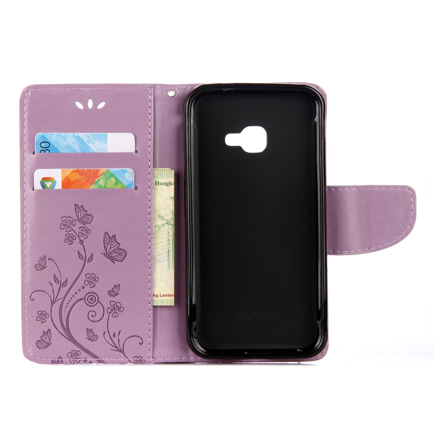 Imprint Butterfly Flower PU Leather Wallet Case for Samsung Galaxy Xcover 4s
