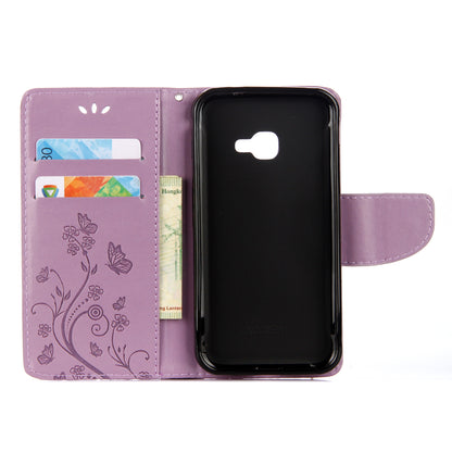 Imprint Butterfly Flower PU Leather Wallet Case for Samsung Galaxy Xcover 4s