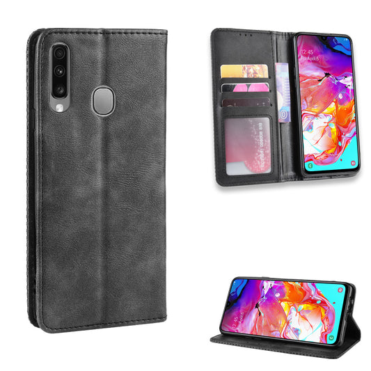 Retro Style PU Leather Wallet Stand Cell Phone Cover Casing for Samsung Galaxy A20s
