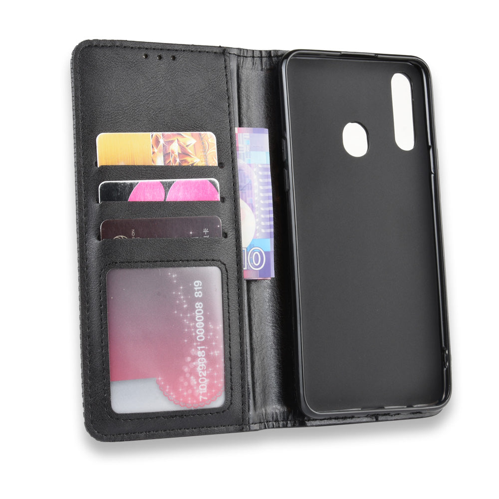 Retro Style PU Leather Wallet Stand Cell Phone Cover Casing for Samsung Galaxy A20s