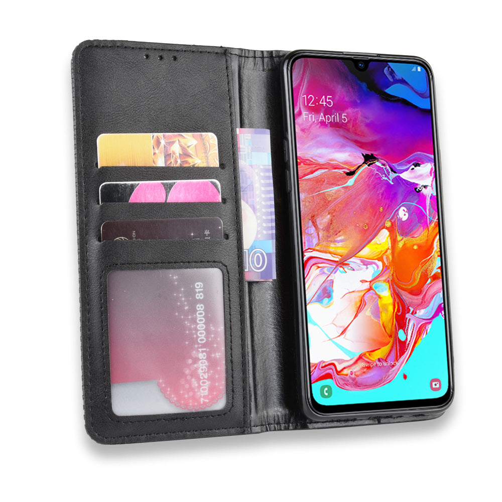 Retro Style PU Leather Wallet Stand Cell Phone Cover Casing for Samsung Galaxy A20s
