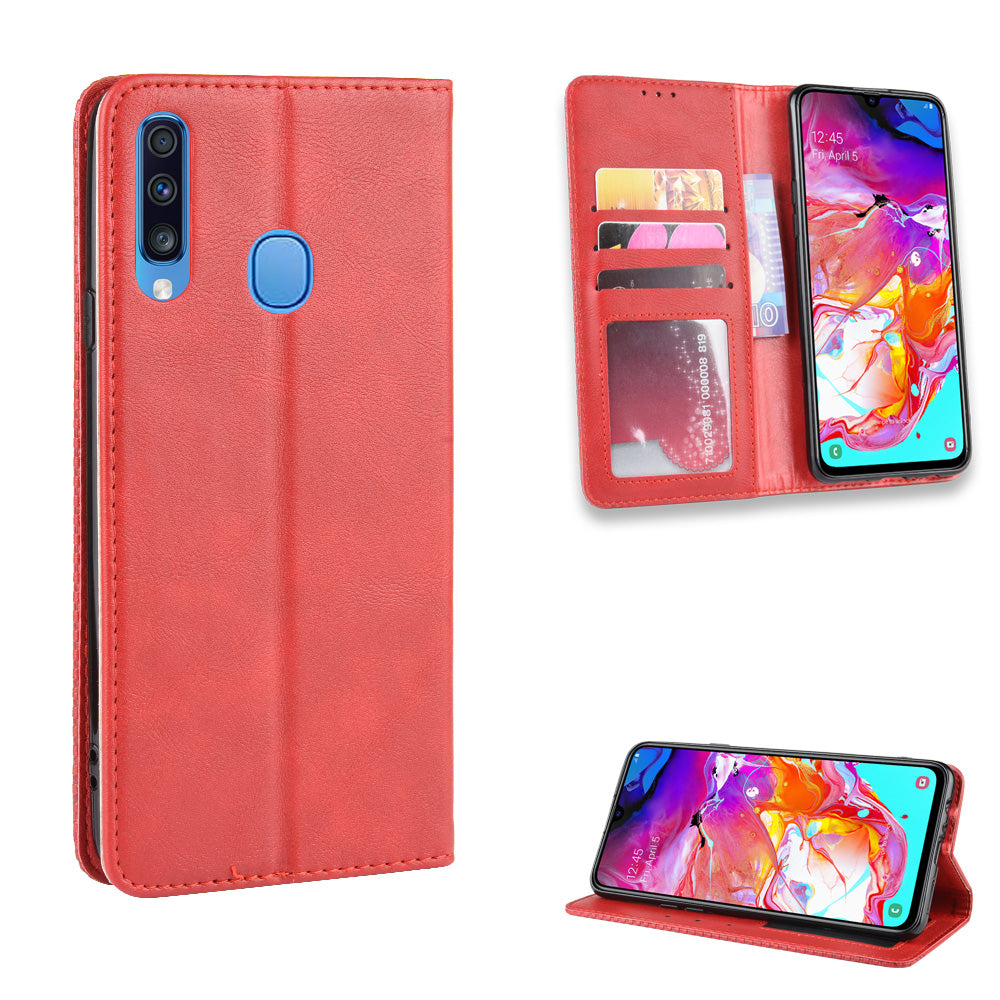 Retro Style PU Leather Wallet Stand Cell Phone Cover Casing for Samsung Galaxy A20s