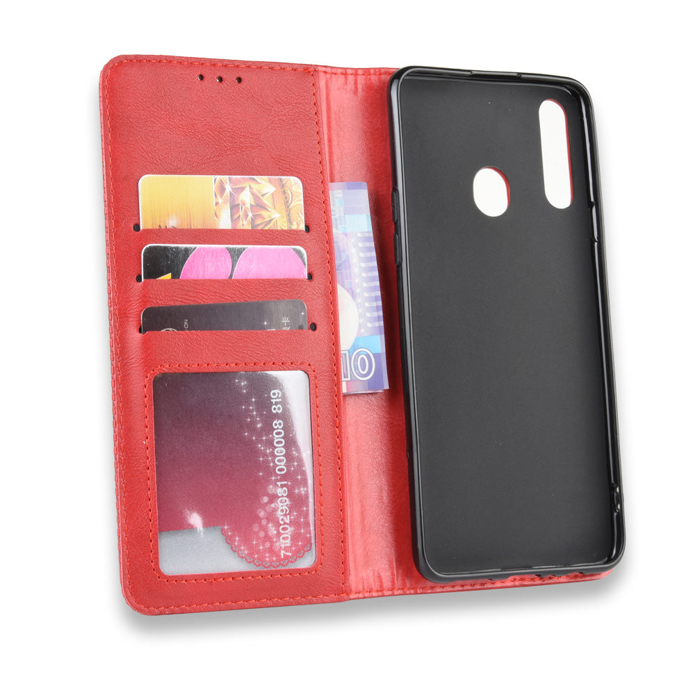 Retro Style PU Leather Wallet Stand Cell Phone Cover Casing for Samsung Galaxy A20s