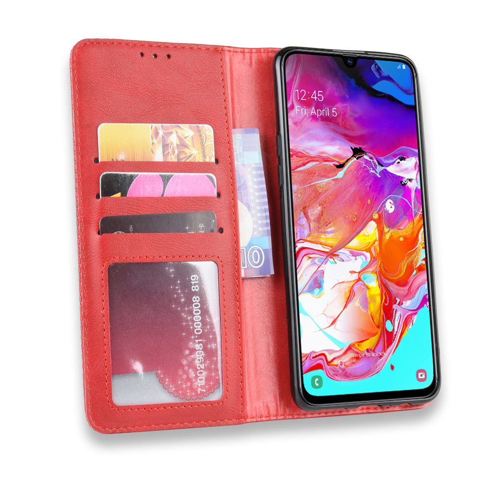 Retro Style PU Leather Wallet Stand Cell Phone Cover Casing for Samsung Galaxy A20s